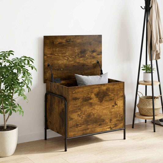 Opbergbox Gerookt eiken 80 x 40 x 49,5 cm Bewerkt hout is nu te koop bij PeponiXL, paradijselijk wonen!