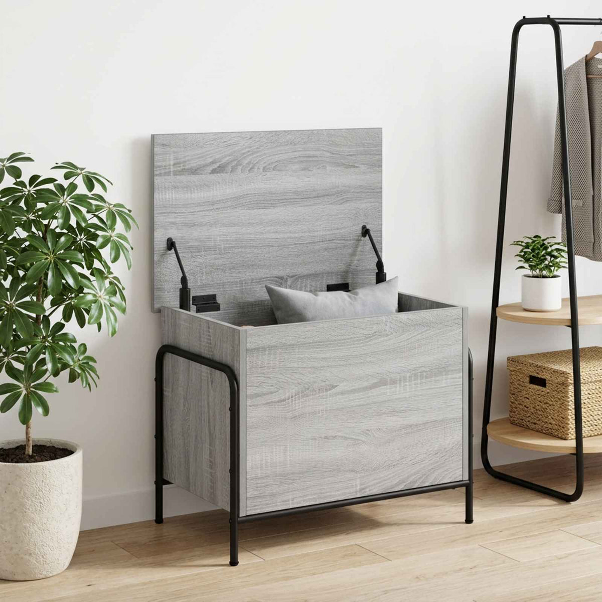 Opbergbox Grijs Sonoma 80 x 40 x 49,5 cm Bewerkt hout is nu te koop bij PeponiXL, paradijselijk wonen!