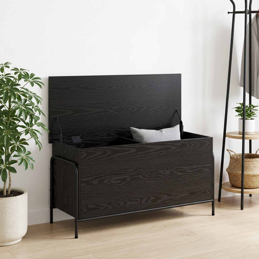 Opbergbox Zwart eiken 80 x 40 x 49,5 cm Bewerkt hout is nu te koop bij PeponiXL, paradijselijk wonen!