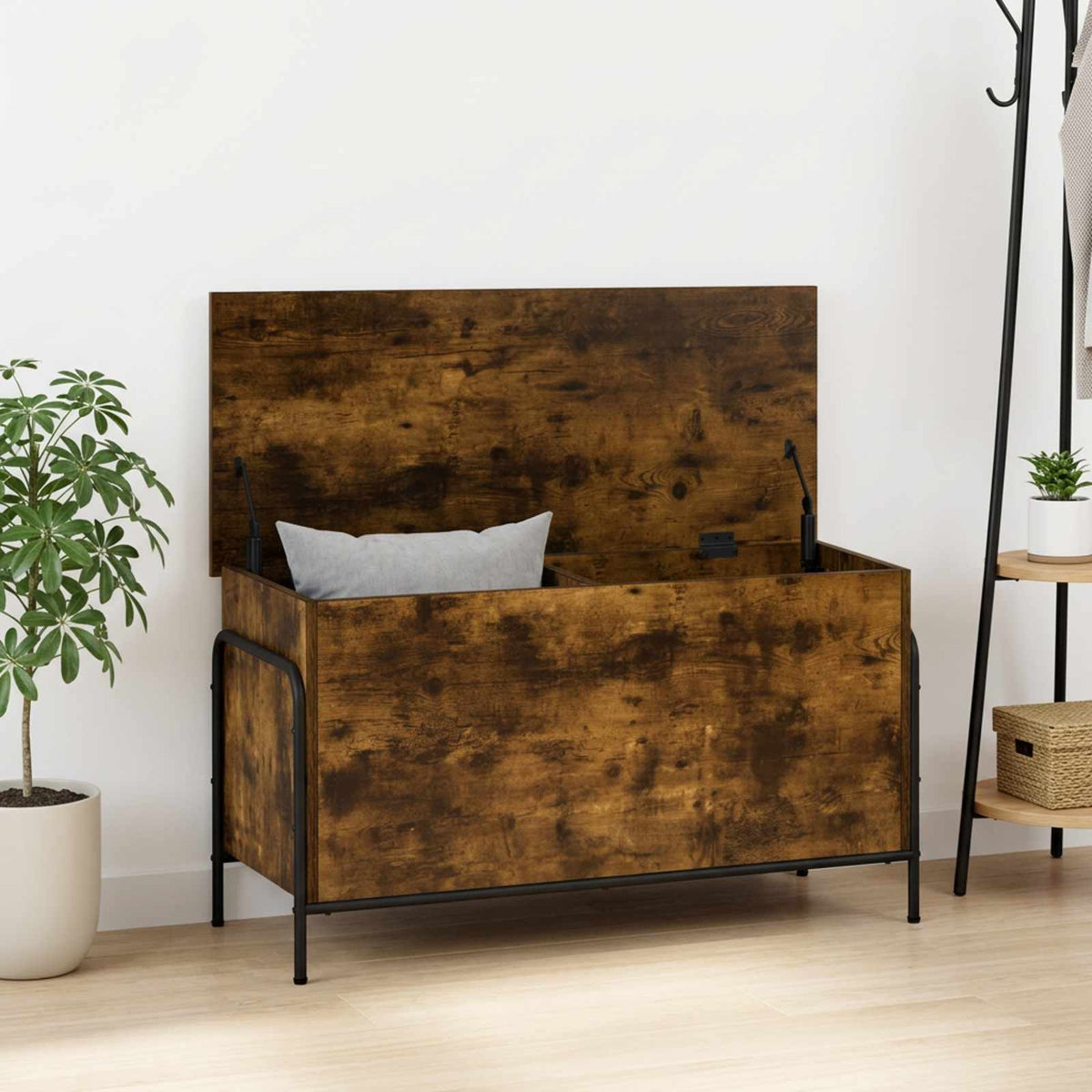 Opbergbox Gerookt eiken 80 x 40 x 49,5 cm Bewerkt hout is nu te koop bij PeponiXL, paradijselijk wonen!