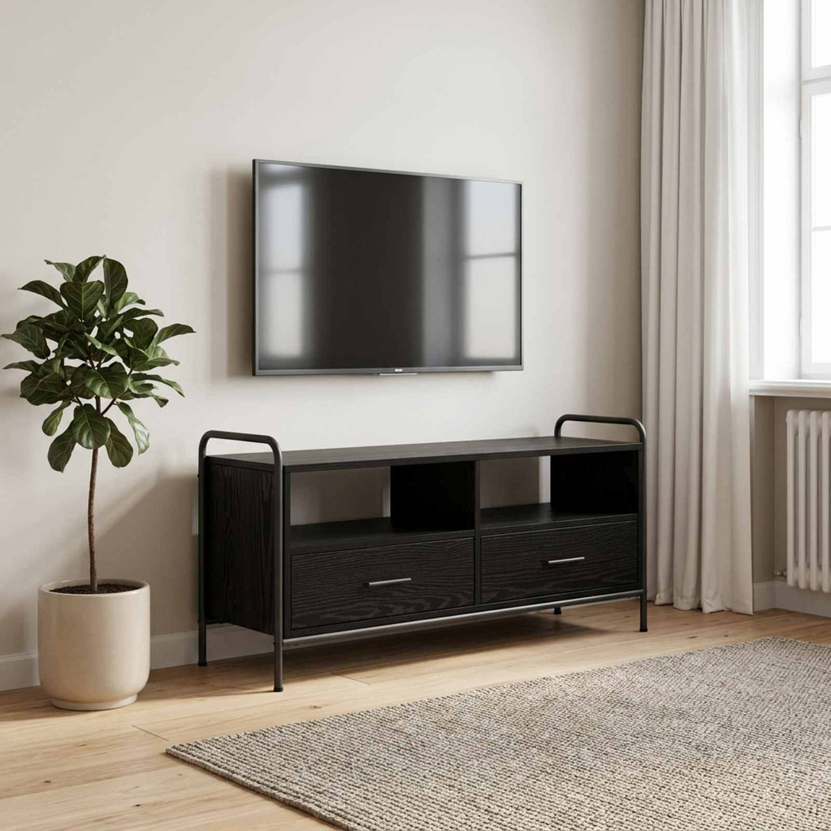 Tv-meubel 67,5 x 33 x 50 cm Zwart eiken Bewerkt hout is nu te koop bij PeponiXL, paradijselijk wonen!