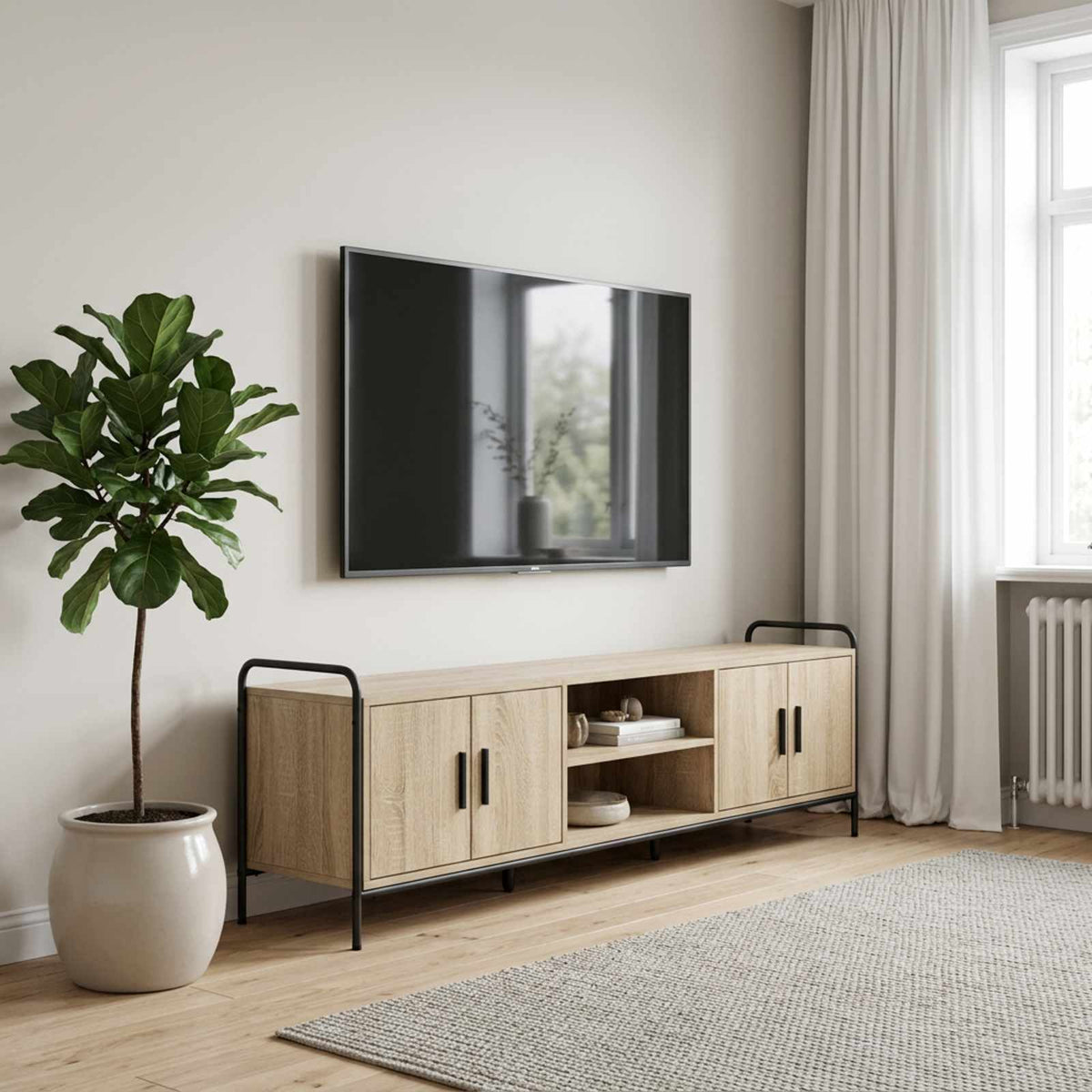Tv-meubel 167,5 x 33 x 50 cm Sonoma Eiken Bewerkt hout is nu te koop bij PeponiXL, paradijselijk wonen!