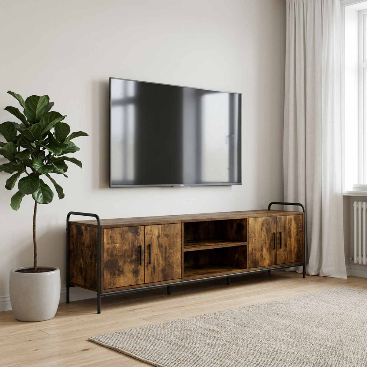 Tv-meubel 167,5 x 33 x 50 cm Gerookt eiken Bewerkt hout is nu te koop bij PeponiXL, paradijselijk wonen!