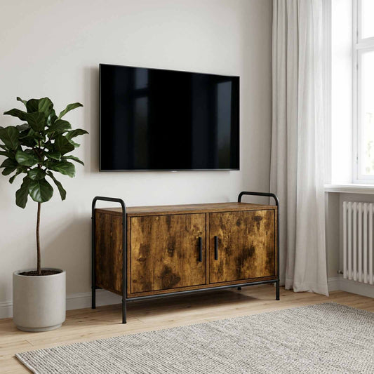 Tv-meubel 79,5 x 33 x 50 cm Gerookt eiken Bewerkt hout is nu te koop bij PeponiXL, paradijselijk wonen!