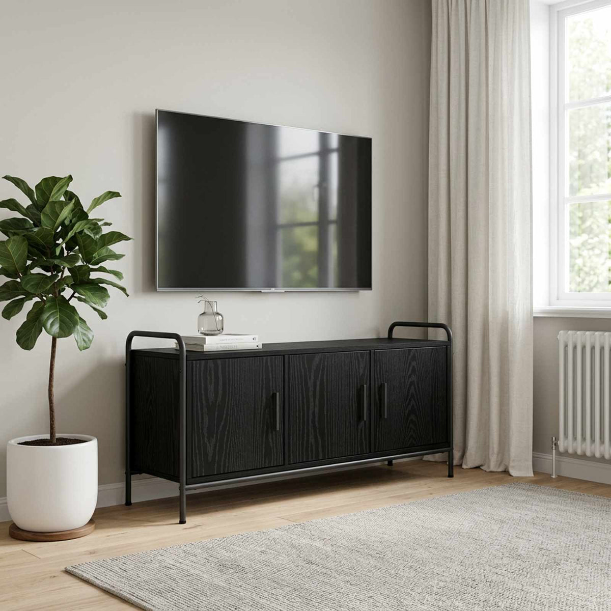 Tv-meubel 79,5 x 33 x 50 cm Zwart eiken Bewerkt hout is nu te koop bij PeponiXL, paradijselijk wonen!