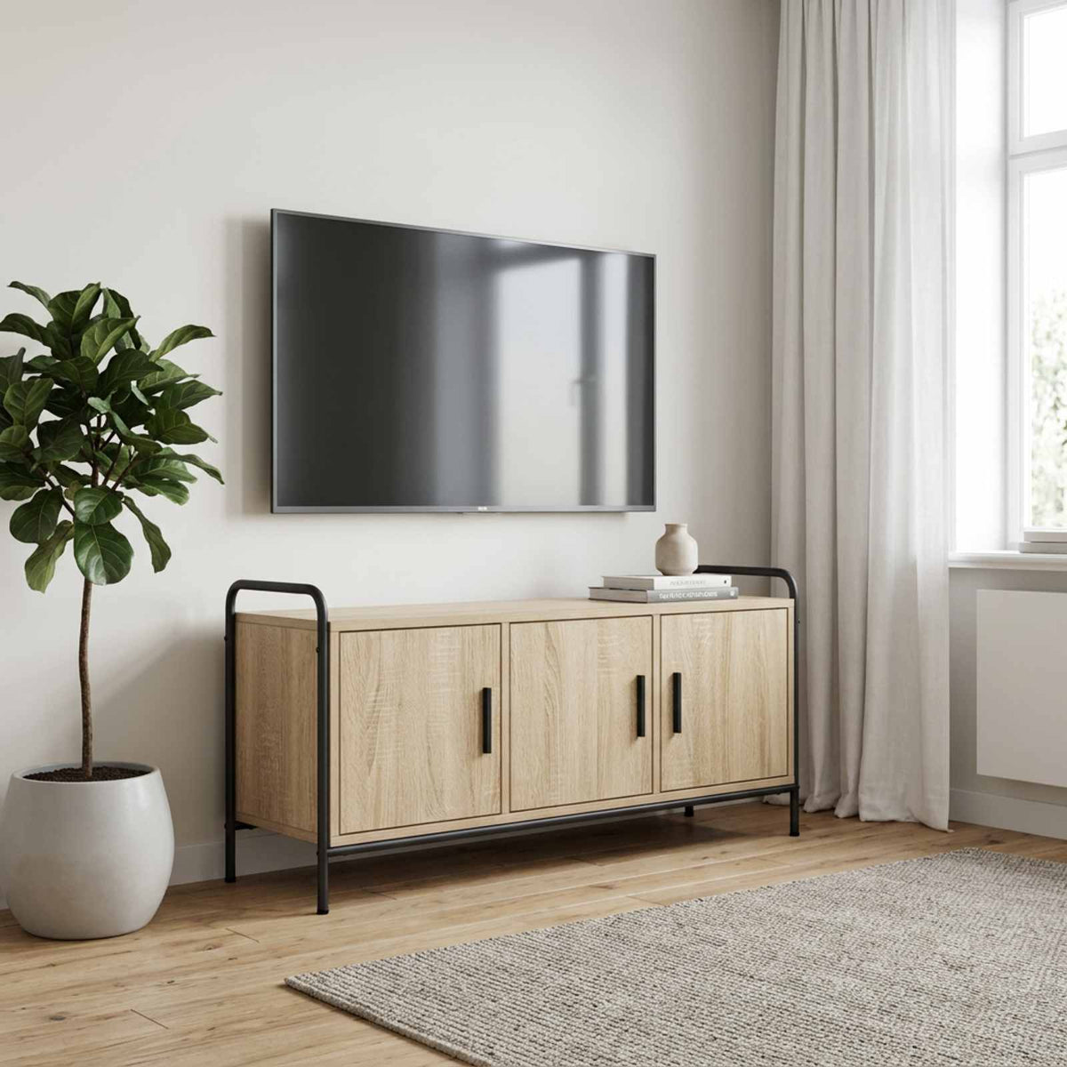 Tv-meubel 79,5 x 33 x 50 cm Sonoma Eiken Bewerkt hout is nu te koop bij PeponiXL, paradijselijk wonen!