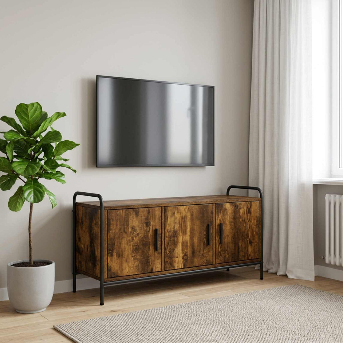 Tv-meubel 79,5 x 33 x 50 cm Gerookt eiken Bewerkt hout is nu te koop bij PeponiXL, paradijselijk wonen!