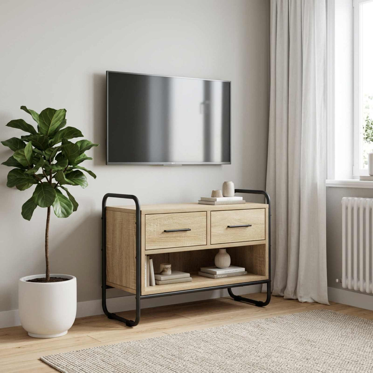Tv-meubel 60 x 30 x 50 cm Sonoma Eiken Bewerkt hout is nu te koop bij PeponiXL, paradijselijk wonen!