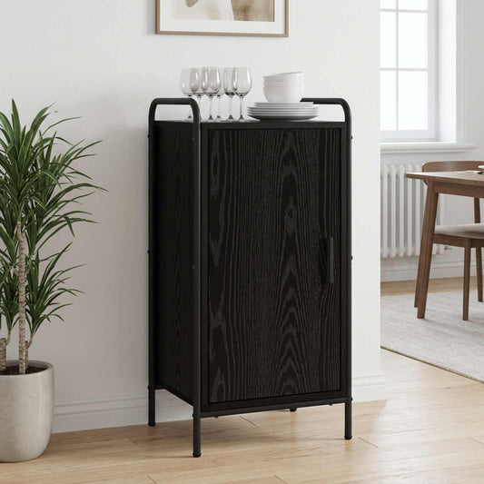 Dressoir Zwart eiken 97 x 33 x 81 cm Bewerkt hout is nu te koop bij PeponiXL, paradijselijk wonen!