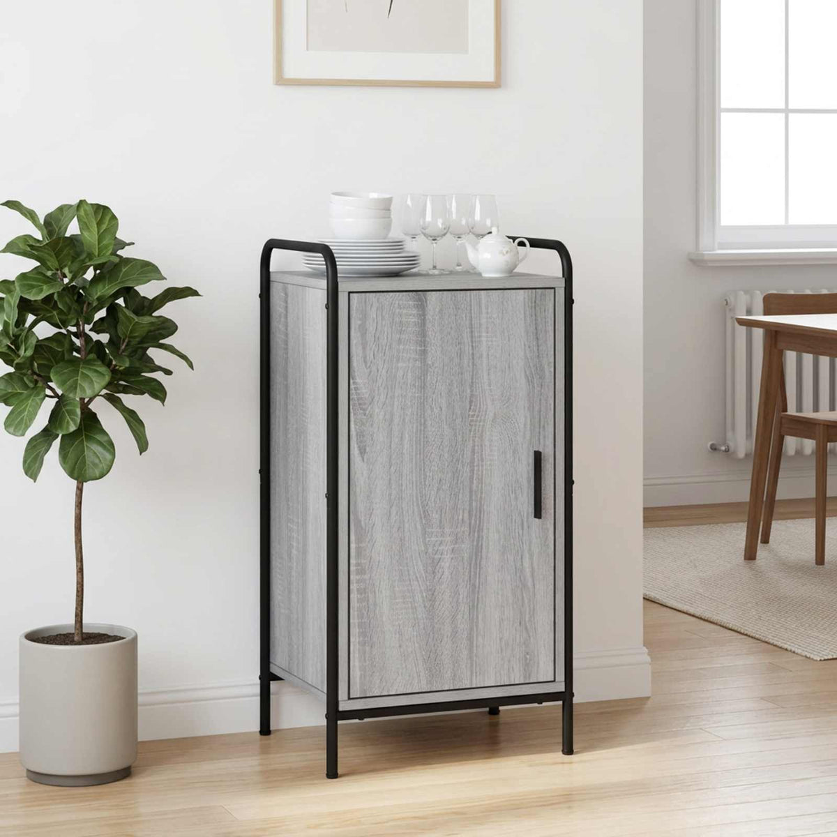 Dressoir Grijs Sonoma 97 x 33 x 81 cm Bewerkt hout is nu te koop bij PeponiXL, paradijselijk wonen!