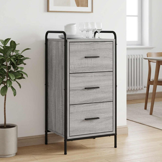 Dressoir Grijs Sonoma 97 x 33 x 81 cm Bewerkt hout is nu te koop bij PeponiXL, paradijselijk wonen!