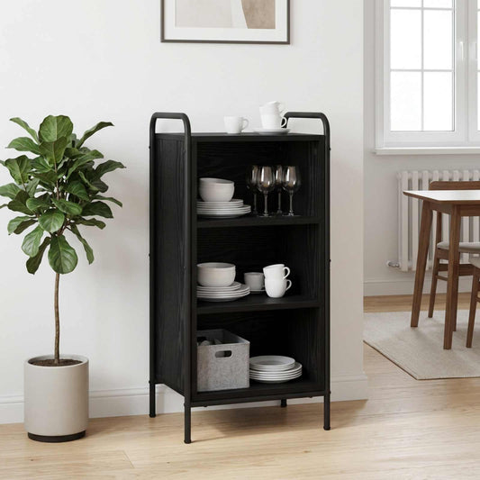 Dressoir Zwart eiken 97 x 33 x 81 cm Bewerkt hout is nu te koop bij PeponiXL, paradijselijk wonen!