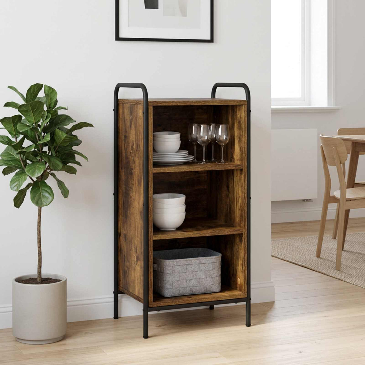 Dressoir Gerookt eiken 97 x 33 x 81 cm Bewerkt hout is nu te koop bij PeponiXL, paradijselijk wonen!