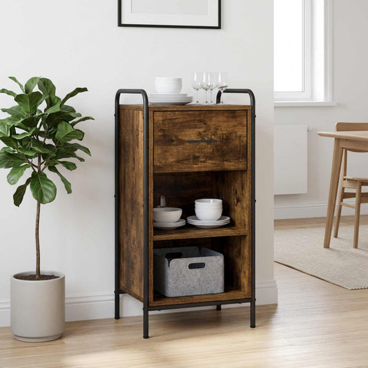 Dressoir Gerookt eiken 97 x 33 x 81 cm Bewerkt hout is nu te koop bij PeponiXL, paradijselijk wonen!