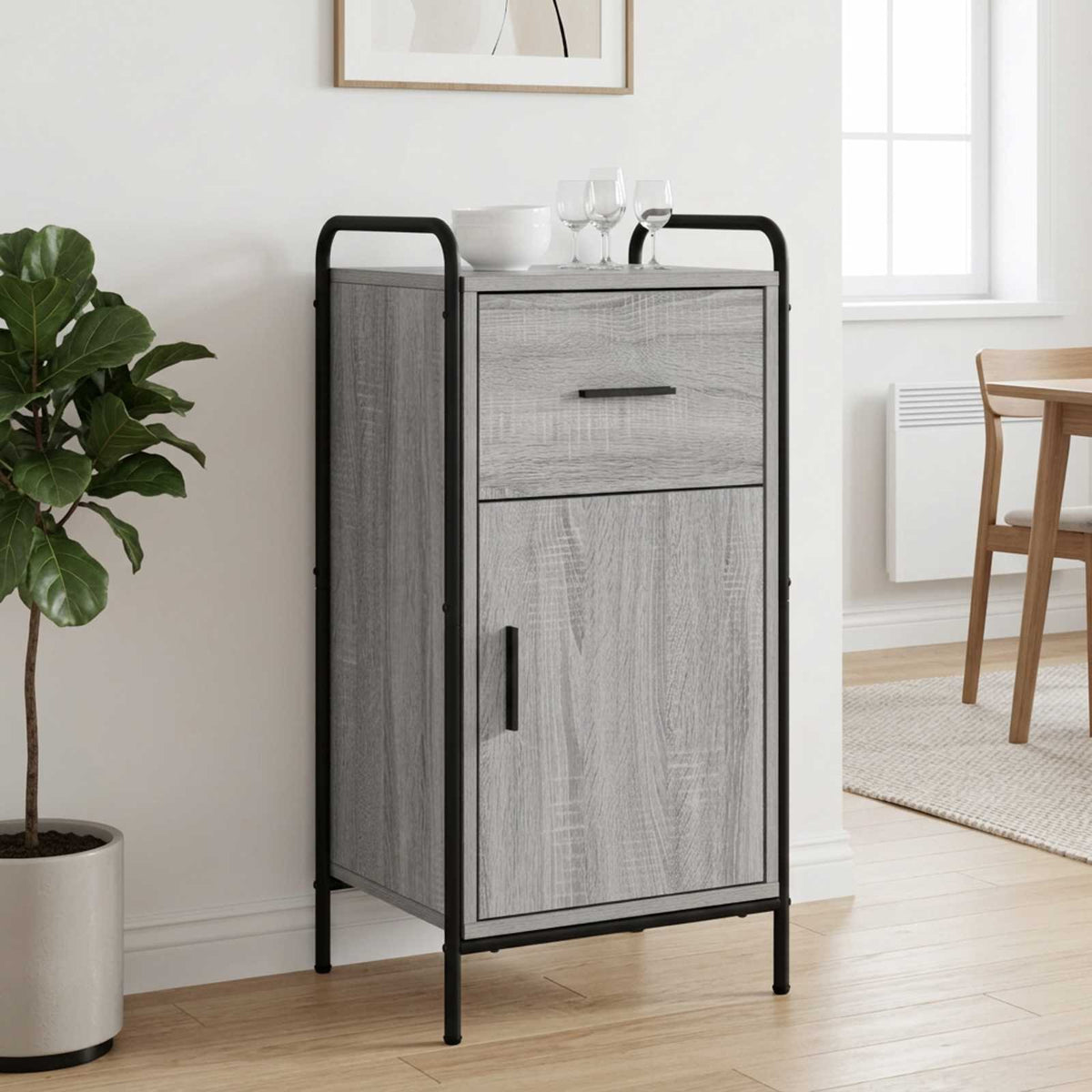 vidaXL Dressoir Grijs Sonoma 97 x 33 x 81 cm Bewerkt hout