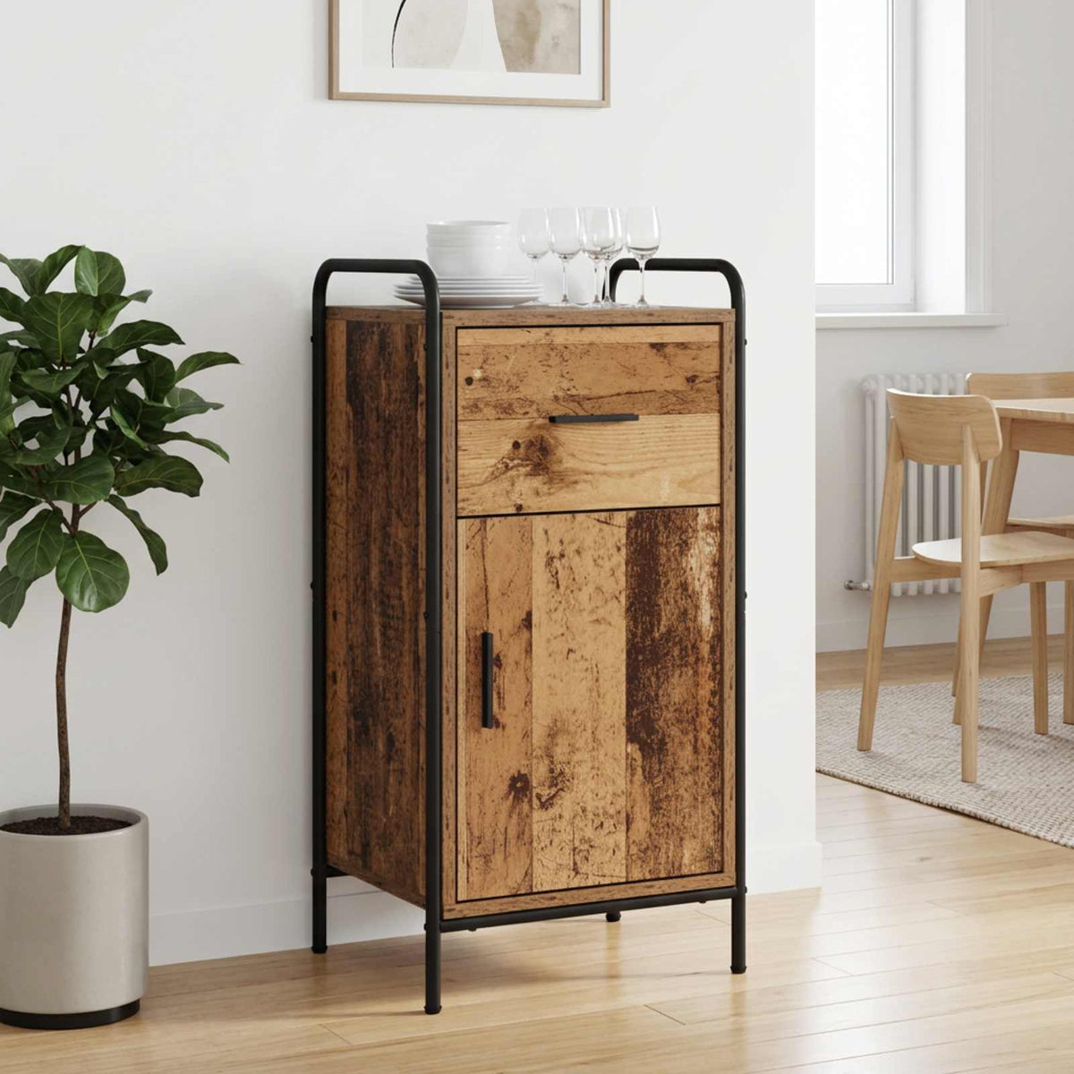 Dressoir Oud hout 97 x 33 x 81 cm Bewerkt hout is nu te koop bij PeponiXL, paradijselijk wonen!