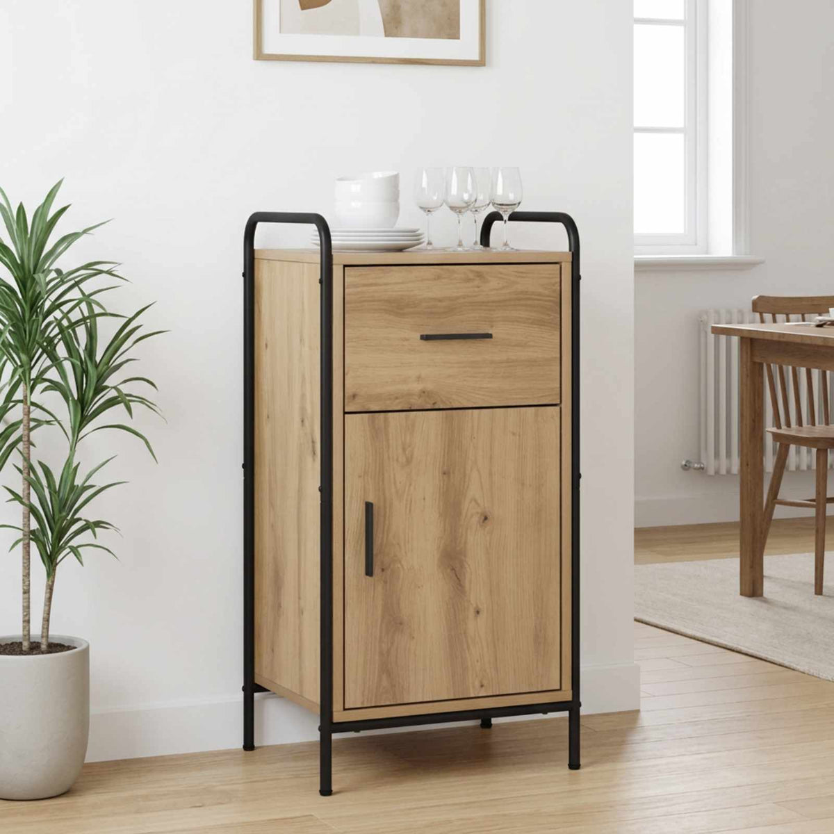 Dressoir Artisanaal eiken 97 x 33 x 81 cm Bewerkt hout is nu te koop bij PeponiXL, paradijselijk wonen!