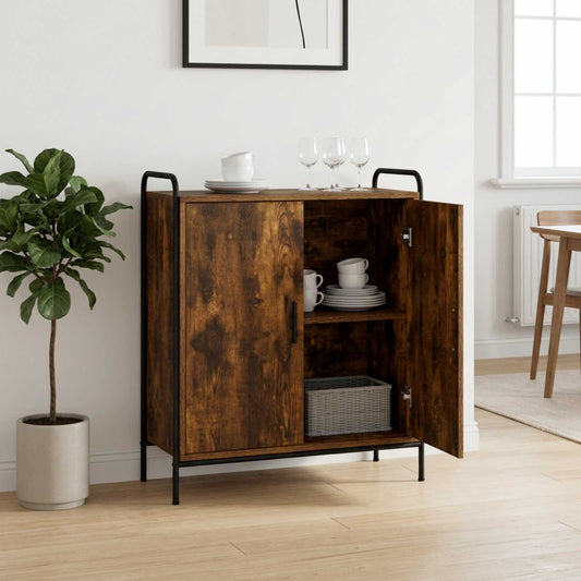 Dressoir Gerookt eiken 97 x 33 x 81 cm Bewerkt hout is nu te koop bij PeponiXL, paradijselijk wonen!
