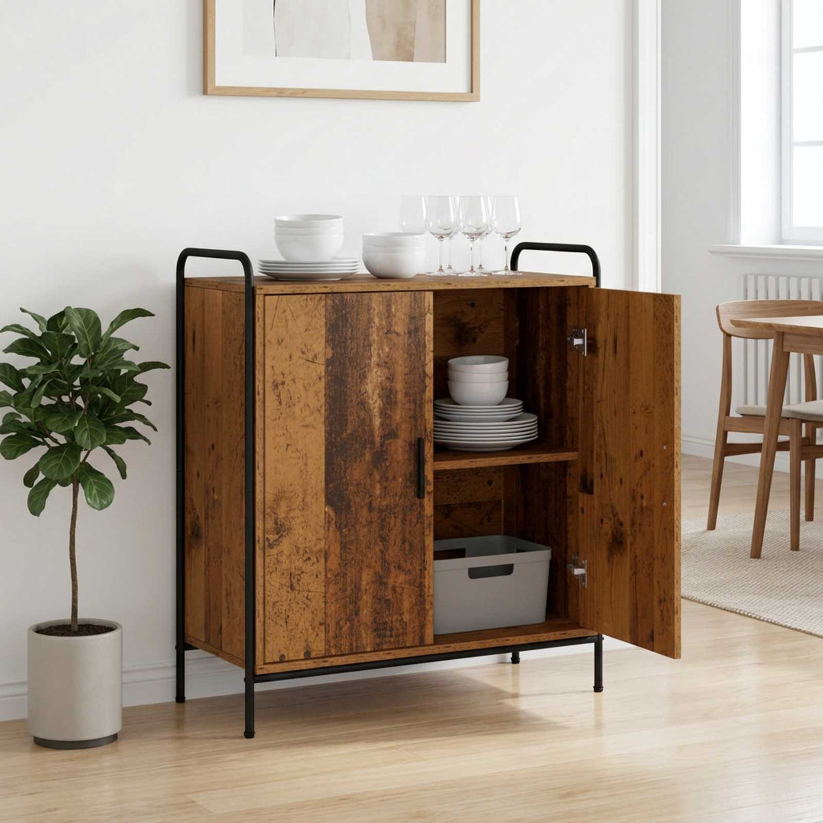 Dressoir Oud hout 97 x 33 x 81 cm Bewerkt hout is nu te koop bij PeponiXL, paradijselijk wonen!