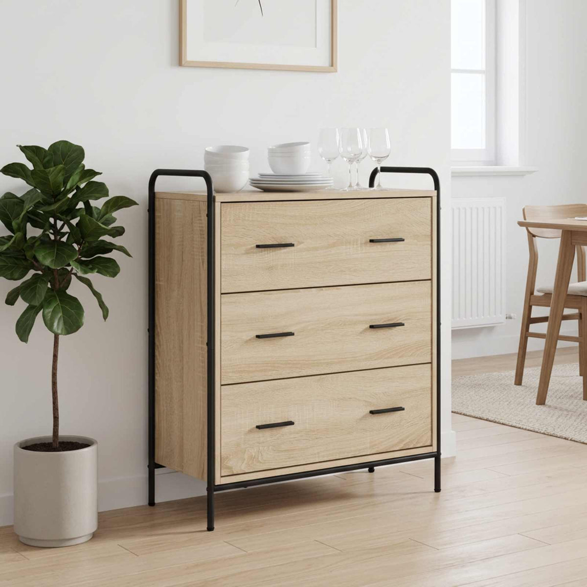 Dressoir Sonoma Eiken 97 x 33 x 81 cm Bewerkt hout is nu te koop bij PeponiXL, paradijselijk wonen!