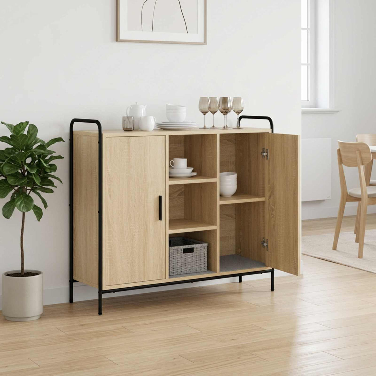 Dressoir Sonoma Eiken 97 x 33 x 81 cm Bewerkt hout is nu te koop bij PeponiXL, paradijselijk wonen!