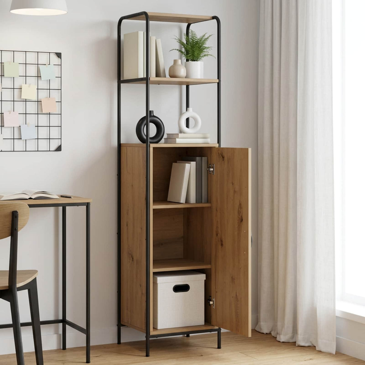 Hoge kast Artisanaal eiken 40 x 33 x 161 cm Bewerkt hout is nu te koop bij PeponiXL, paradijselijk wonen!