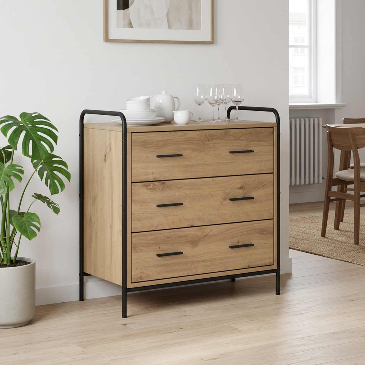 Ladenkast Artisanaal eiken 70 x 39,5 x 71 cm Bewerkt hout is nu te koop bij PeponiXL, paradijselijk wonen!