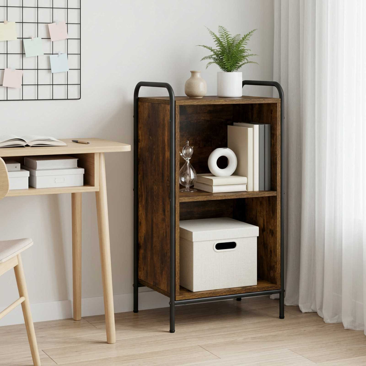 Boekenkast 55,5 x 33 x 174 cm Bewerkt hout Gerookt eiken is nu te koop bij PeponiXL, paradijselijk wonen!
