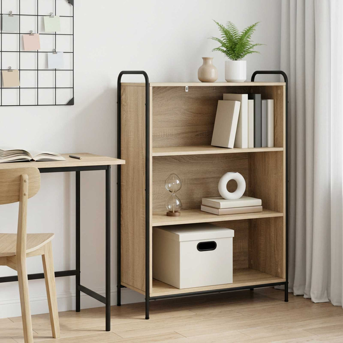 vidaXL Boekenkast 55,5 x 33 x 174 cm Bewerkt hout Sonoma Eiken