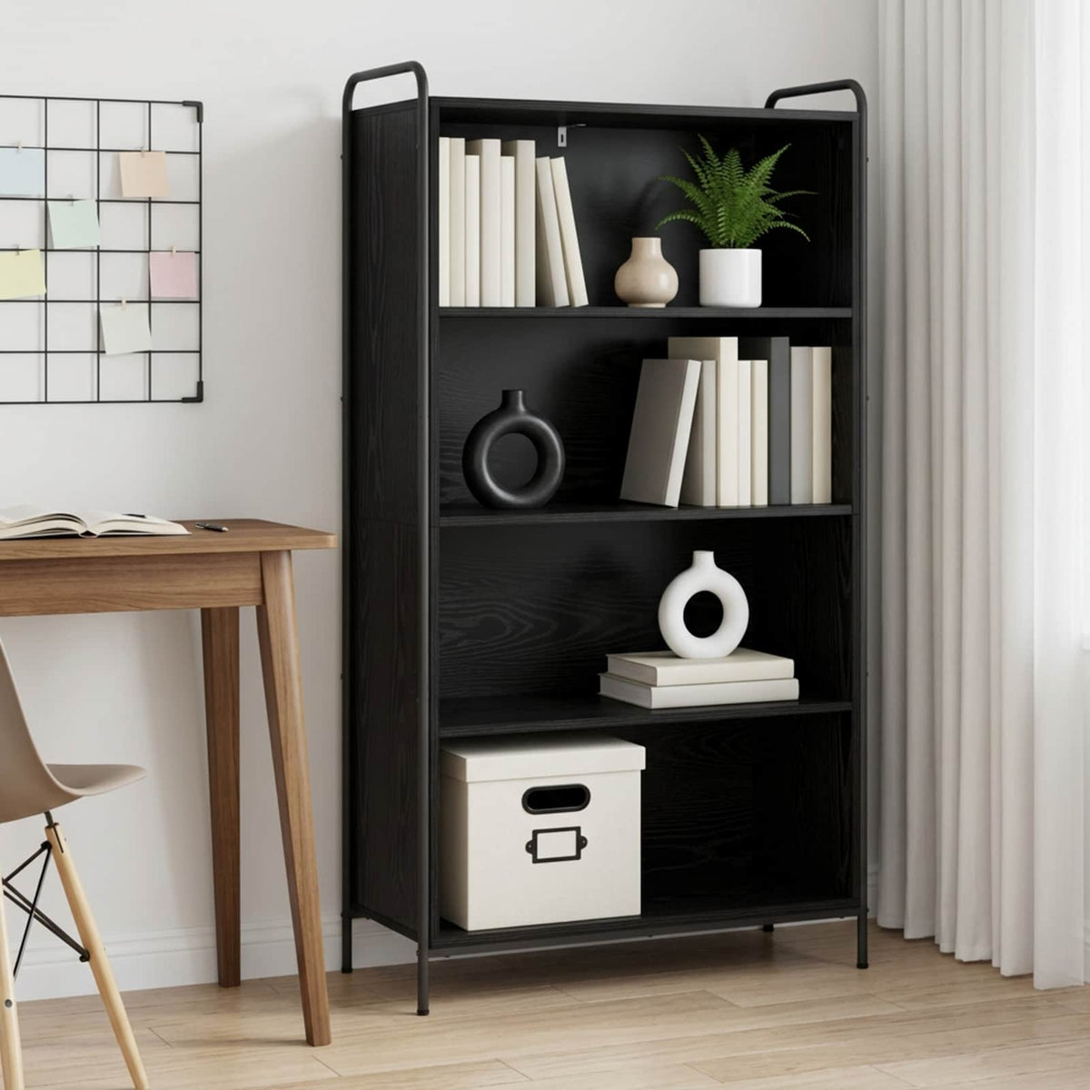 Boekenkast 55,5 x 33 x 174 cm Bewerkt hout Zwart eiken is nu te koop bij PeponiXL, paradijselijk wonen!
