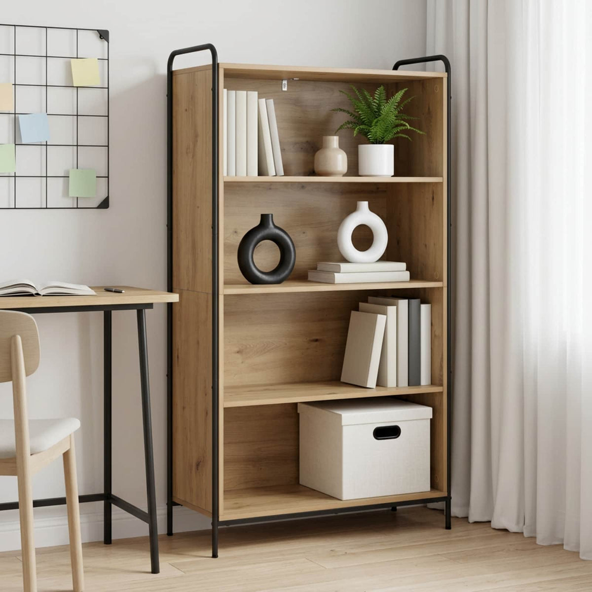 Boekenkast 55,5 x 33 x 174 cm Bewerkt hout Artisanaal eiken is nu te koop bij PeponiXL, paradijselijk wonen!