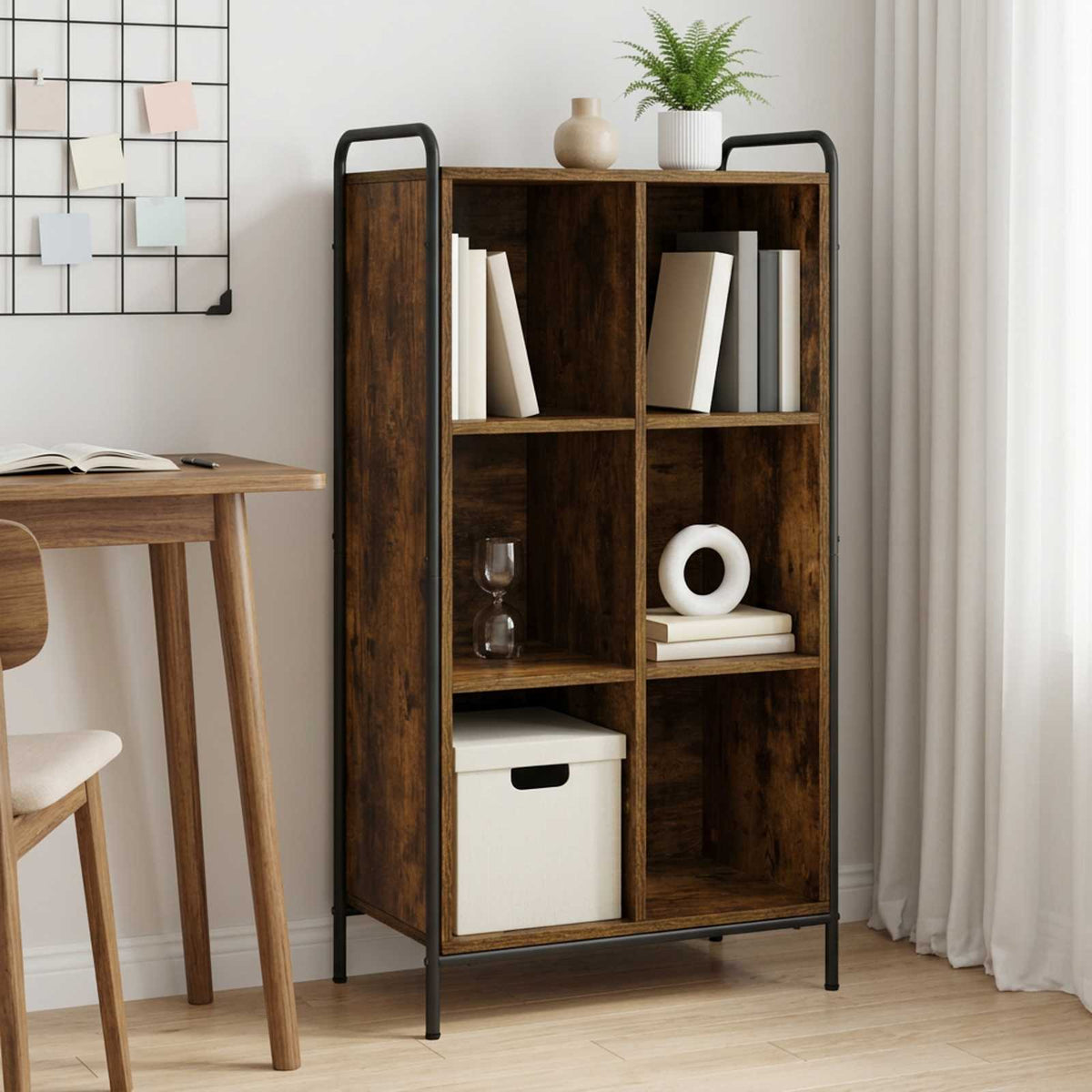 Boekenkast 57 x 33 x 111 cm Bewerkt hout Gerookt eiken is nu te koop bij PeponiXL, paradijselijk wonen!