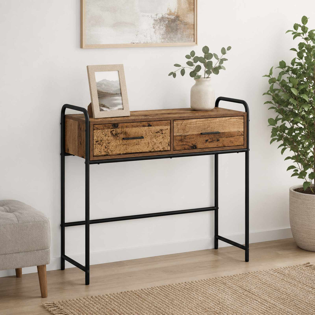 Consoletafel Oud hout 90 x 33 x 80,5 cm Bewerkt hout is nu te koop bij PeponiXL, paradijselijk wonen!