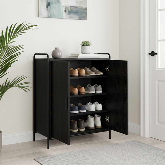 Schoenenkast 76 x 36,5 x 93 cm Bewerkt hout Zwart eiken is nu te koop bij PeponiXL, paradijselijk wonen!