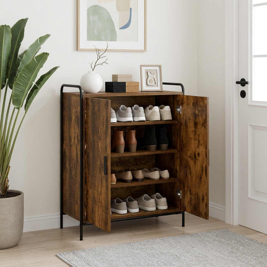 Schoenenkast 76 x 36,5 x 93 cm Bewerkt hout Gerookt eiken is nu te koop bij PeponiXL, paradijselijk wonen!