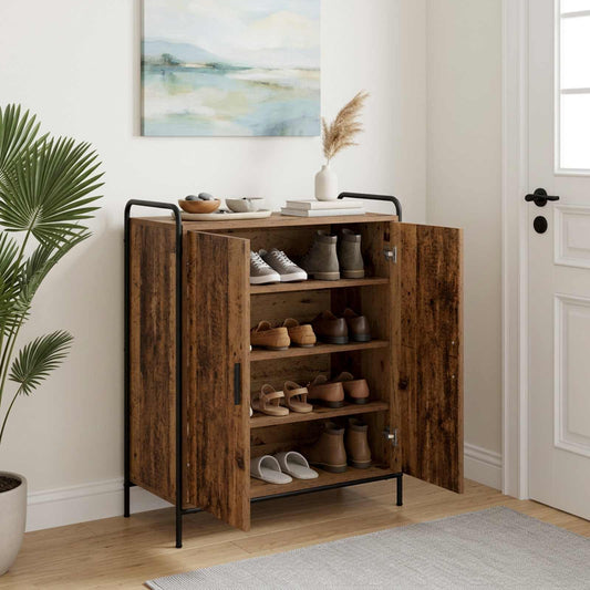 Schoenenkast 76 x 36,5 x 93 cm Bewerkt hout Oud hout is nu te koop bij PeponiXL, paradijselijk wonen!