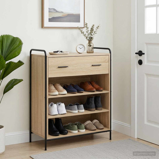 Schoenenkast 76 x 36,5 x 93 cm Bewerkt hout Sonoma Eiken is nu te koop bij PeponiXL, paradijselijk wonen!