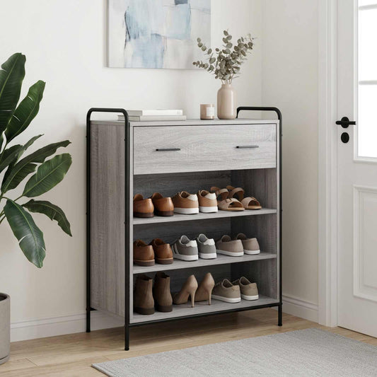 Schoenenkast 76 x 36,5 x 93 cm Bewerkt hout Grijs Sonoma is nu te koop bij PeponiXL, paradijselijk wonen!