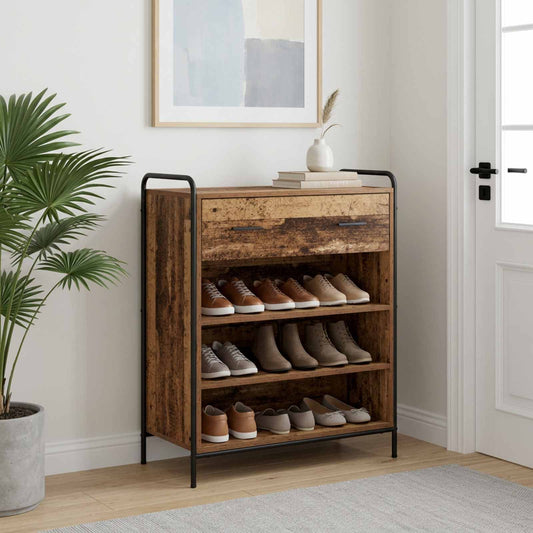 Schoenenkast 76 x 36,5 x 93 cm Bewerkt hout Oud hout is nu te koop bij PeponiXL, paradijselijk wonen!