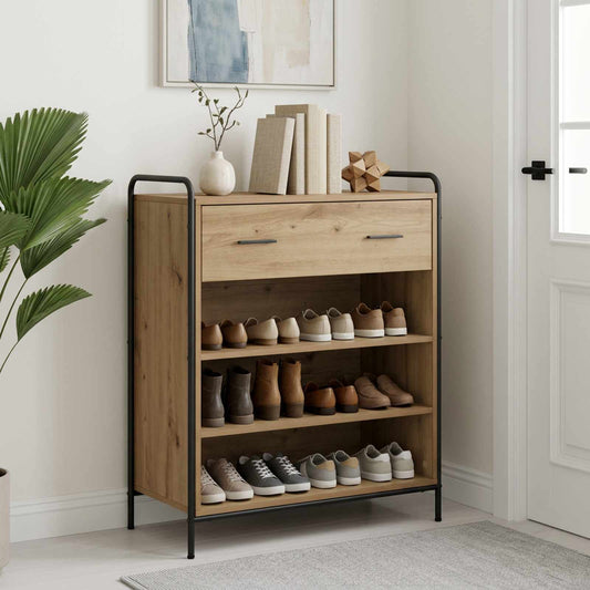 Schoenenkast 76 x 36,5 x 93 cm Bewerkt hout Artisanaal eiken is nu te koop bij PeponiXL, paradijselijk wonen!
