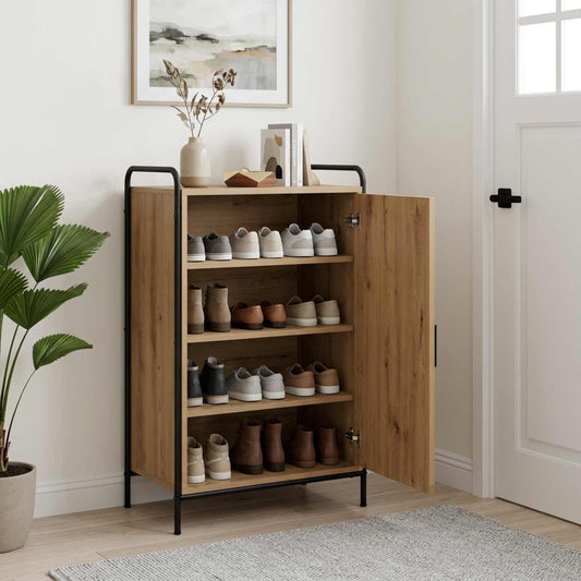 Schoenenkast 51 x 36,5 x 93 cm Bewerkt hout Artisanaal eiken is nu te koop bij PeponiXL, paradijselijk wonen!
