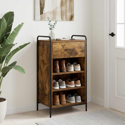 Schoenenkast 51 x 36,5 x 93 cm Bewerkt hout Gerookt eiken is nu te koop bij PeponiXL, paradijselijk wonen!
