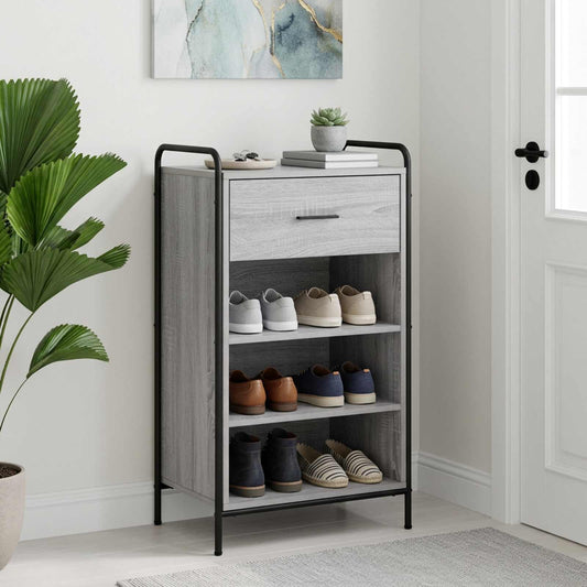 Schoenenkast 51 x 36,5 x 93 cm Bewerkt hout Grijs Sonoma is nu te koop bij PeponiXL, paradijselijk wonen!