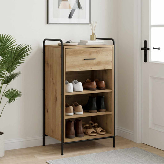 Schoenenkast 51 x 36,5 x 93 cm Bewerkt hout Artisanaal eiken is nu te koop bij PeponiXL, paradijselijk wonen!