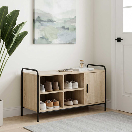 Schoenenkast 100 x 39,5 x 55,5 cm Bewerkt hout Sonoma Eiken is nu te koop bij PeponiXL, paradijselijk wonen!