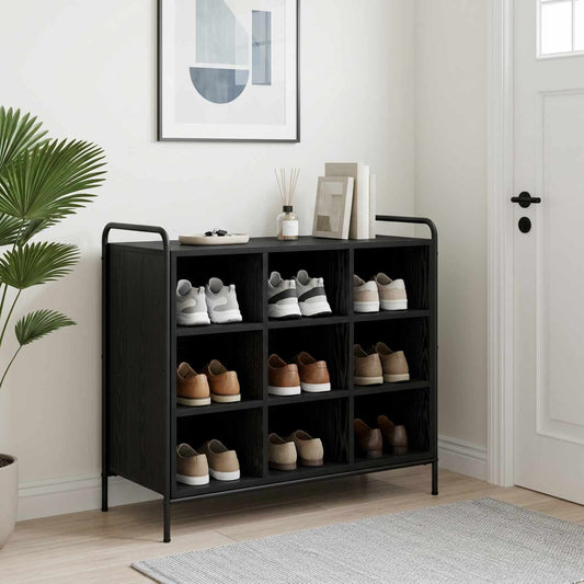 Schoenenkast 85 x 39,5 x 75 cm Bewerkt hout Zwart eiken is nu te koop bij PeponiXL, paradijselijk wonen!