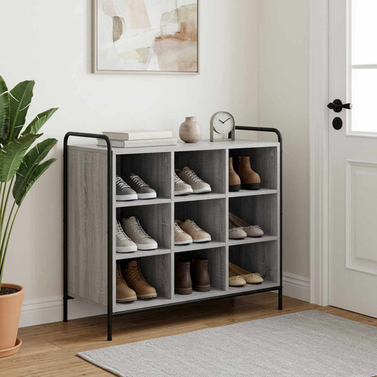 Schoenenkast 85 x 39,5 x 75 cm Bewerkt hout Grijs Sonoma is nu te koop bij PeponiXL, paradijselijk wonen!