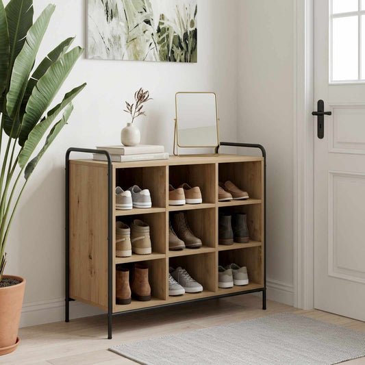 Schoenenkast 85 x 39,5 x 75 cm Bewerkt hout Artisanaal eiken is nu te koop bij PeponiXL, paradijselijk wonen!