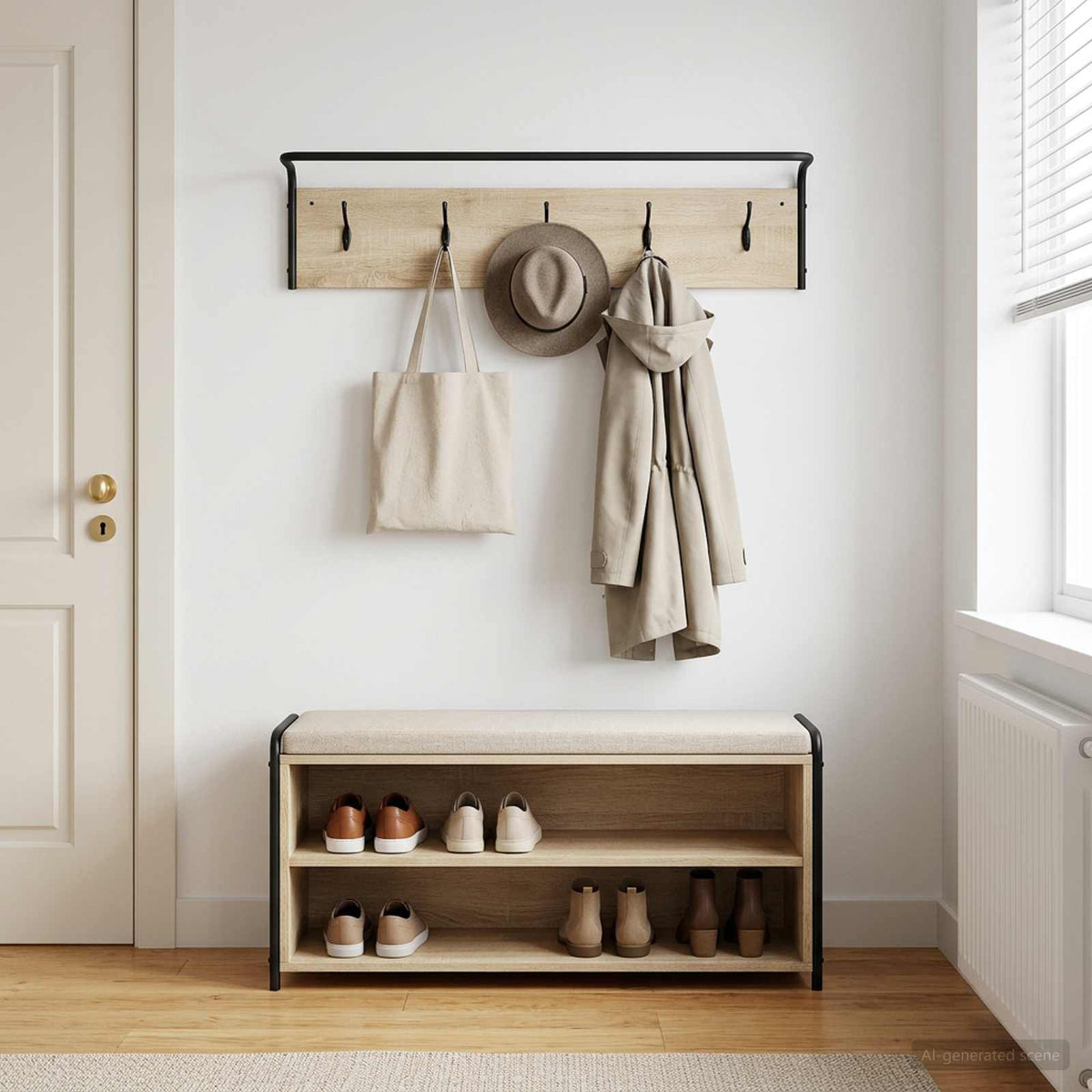 Kapstok Sonoma Eiken 100 x 30 x 25 cm Bewerkt hout is nu te koop bij PeponiXL, paradijselijk wonen!