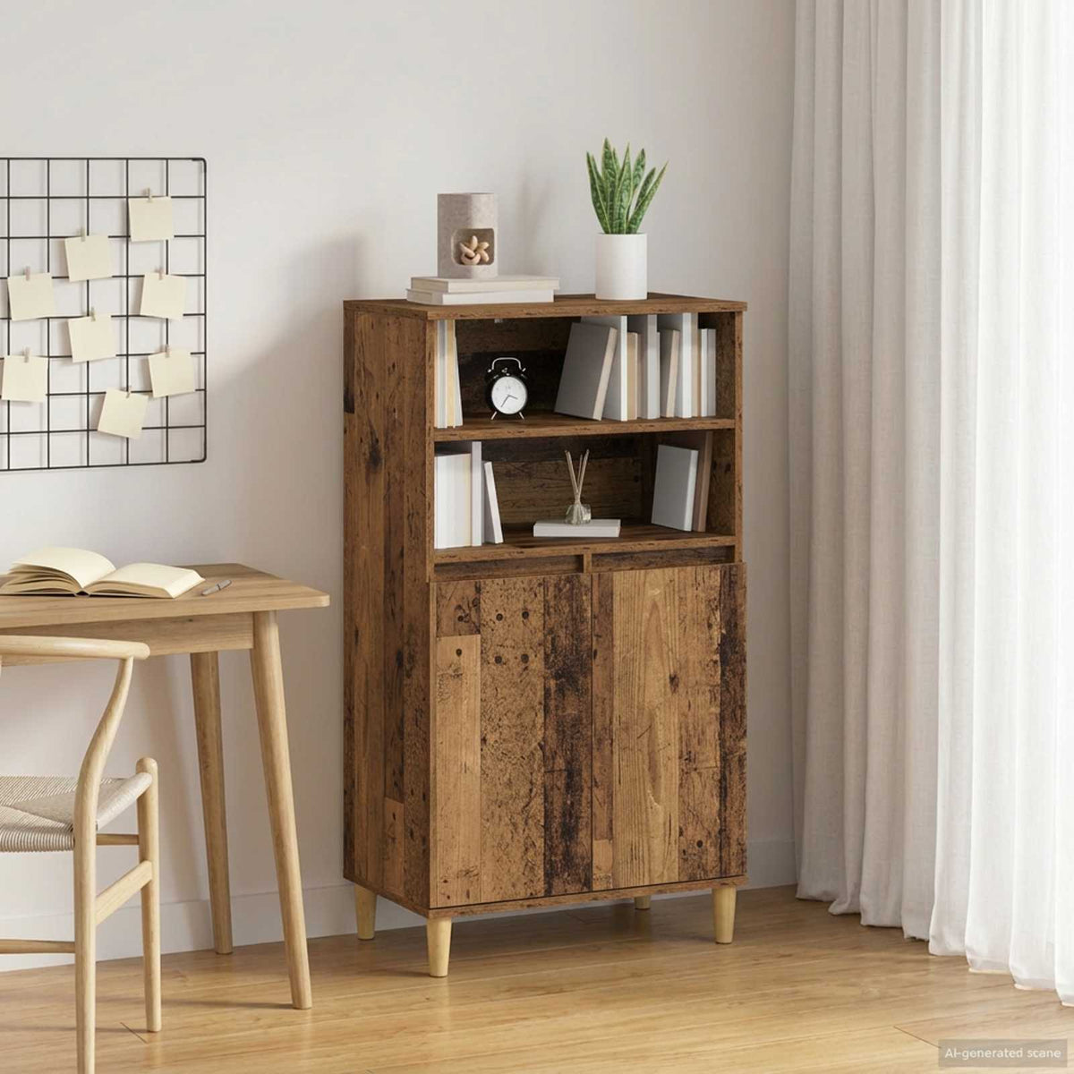 Hoge kast Eikenhout 60 x 36 x 110 cm Bewerkt hout is nu te koop bij PeponiXL, paradijselijk wonen!